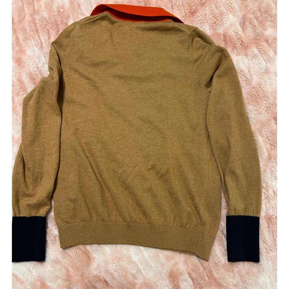 Boden Women’s US 6 Colorblock Rugby Polo Sweater Brown Orange Cream Black - Picture 4 of 4
